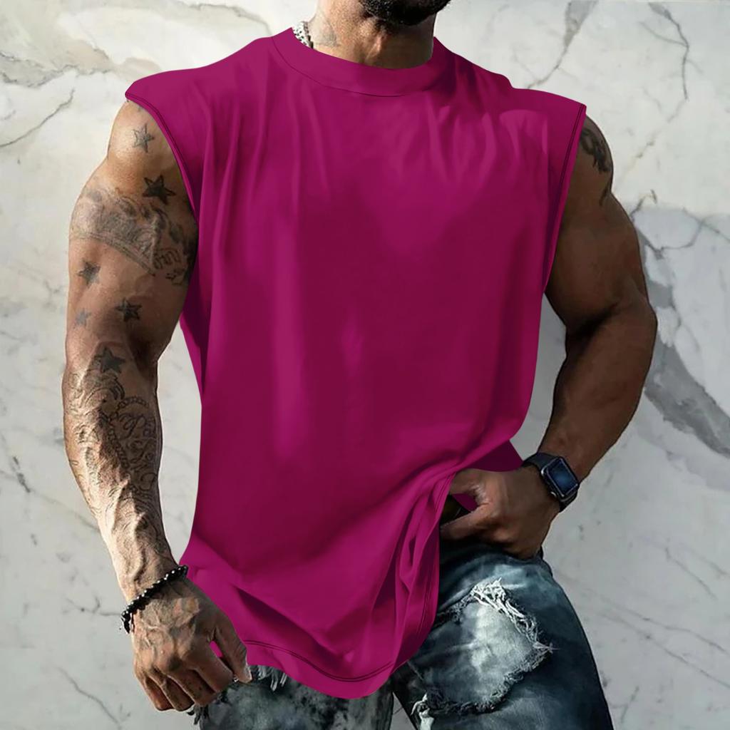 Men Sleeveless Tank Top Muscle Shirt Loose Fit Basic Solid Color Casual Summer Workout Vest for Daily Use