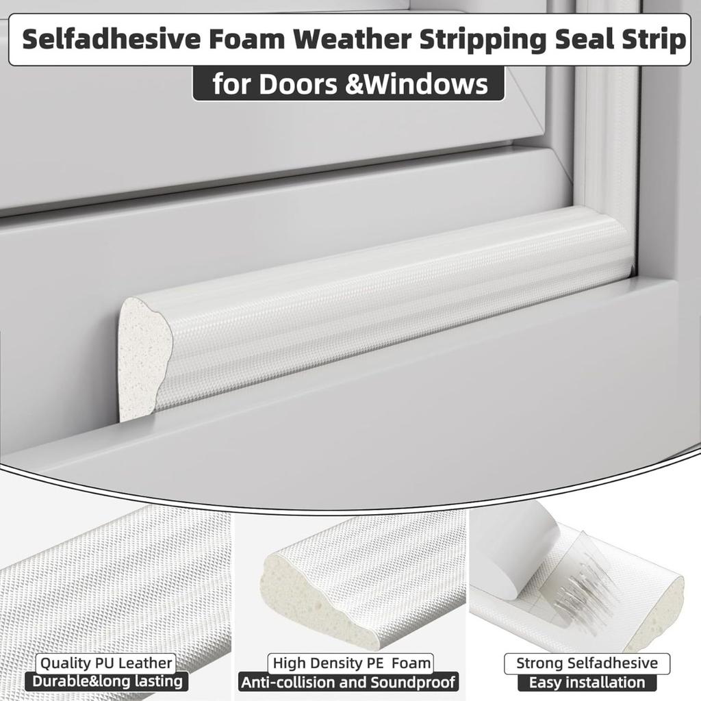 Acoustic Foam Window Sealing Strip Self Adhesive Soundproof Windproof Weather Stripping for Door Gap Door Seal Acoustic Panel