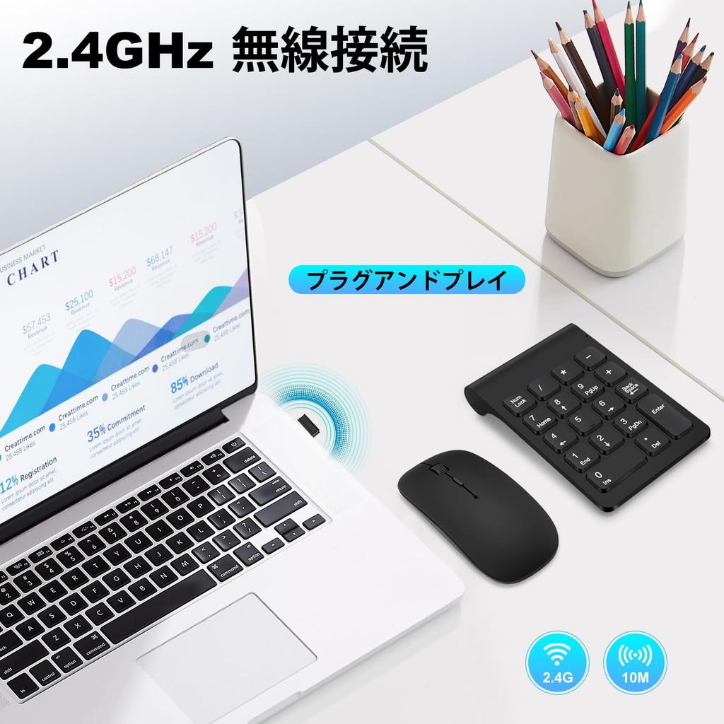 Lefon Wireless Numeric Keypad and Mouse Set, 2.4G Numeric Keyboard & Mouse Set, 18 Keys, Compact, Portable, USB Connection, Wireless Number Pad, USB