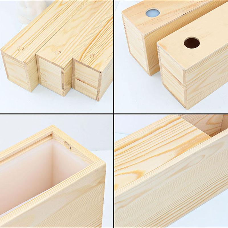 1200ml Silikon Seifenform Rechteckig Holzbox Mit Deckel DIY Kuchen Toast Brot Backzubehör Handwerk Seifenherstellung Form Gussform