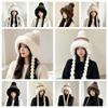 Fur Brim Pompom Braids Hat Striped Knit Earflap Winter Cap Fleece Knit Beanie  Teens