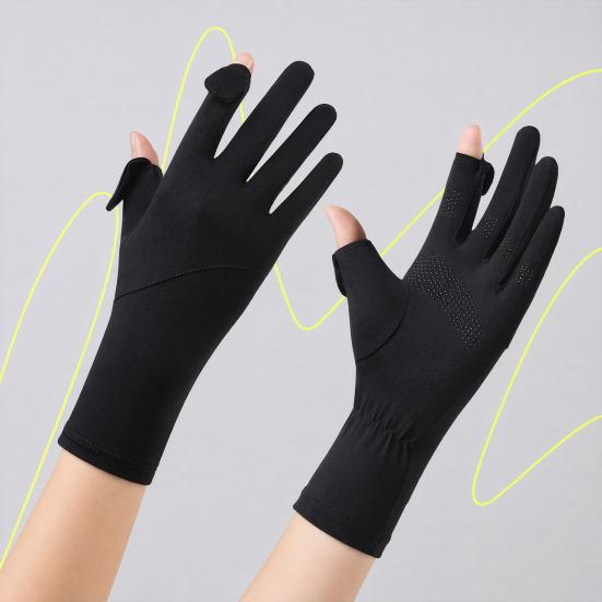Sun Protection Gloves, Ultra Thin Full Finger Driving Gloves, Anti-Slip Palm, Ice Silk UV Protection Gloves for Women Cycling Hiking