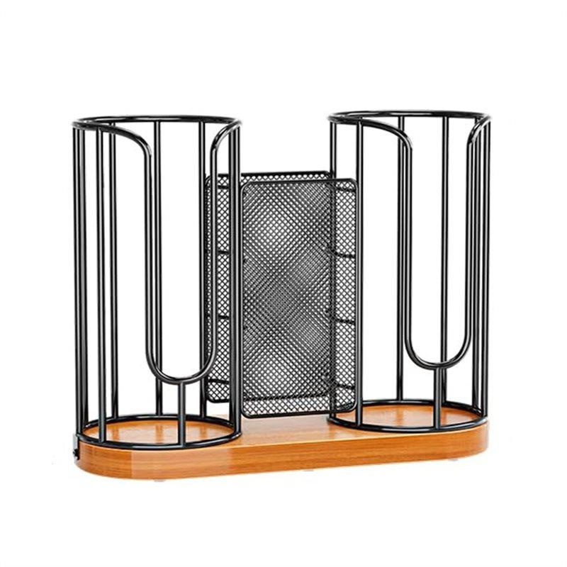 Disposable Coffee Cup and Lid Holder Rack - Wooden Base Organizer for Paper Cups, Straws and Plastic Cup Dispenser Storage