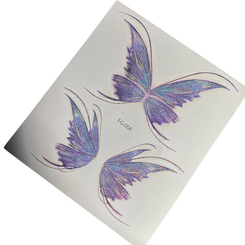 Traumhafte Elfen Glitzer Schmetterling Wasserdichte Augen- und Gesichtskleber - Perlmutt Feiner Glitzer Tattoo Flügel