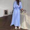 High-End Solid Color Round Neck Long-Sleeve Dress for Women - 2025 Autumn Fashion