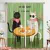 2pcs 2D flat printing Window Curtains Cute Cats Croissant Cafe Fabric Without Electricity Festive Curtains Perfect for General