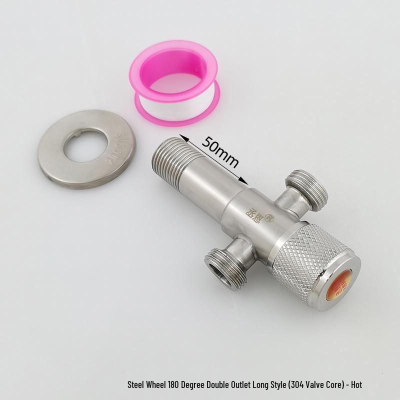 304 Stainless Steel Dual Outlet Hot/Cold Angle Valve Water Heater Diverter Switch