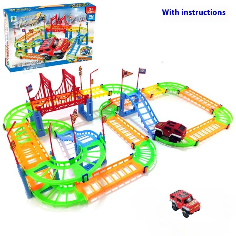 Variety of Track Car Drag Horse Assembly Electric High-speed Track Educational Toys Children's DIY Toys
