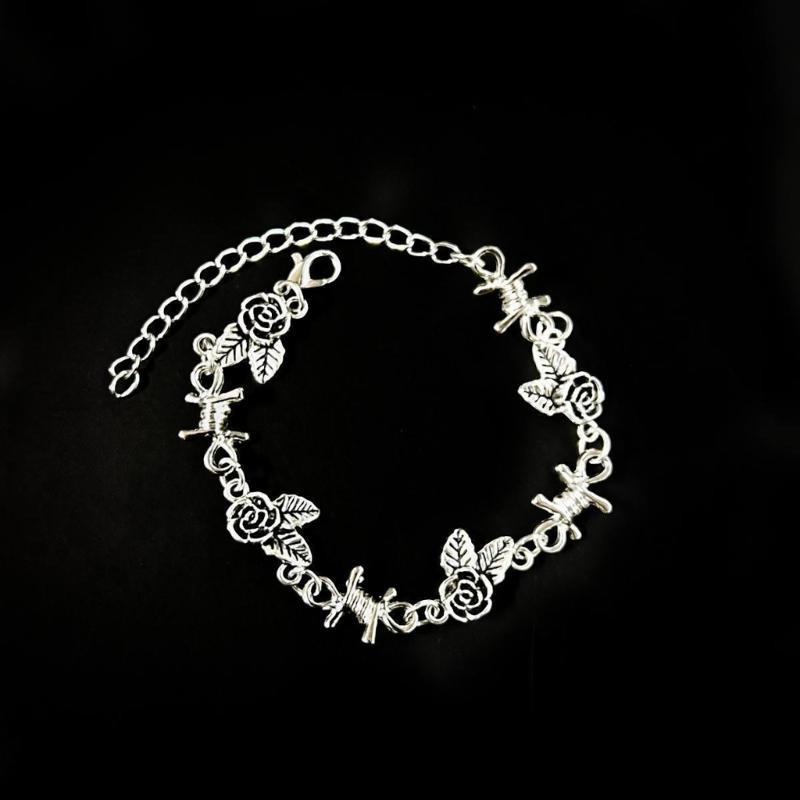 Victorian Rose Flower Link Bracelet Alternative Occult Wristchain Women Jewelry