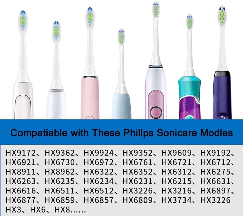Compatible Philips Sonicare DiamondClean Replacement Regular Brushes, (8 Brushes, Black)