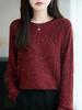 European Style Sequin Knitwear: Women's Spring/Autumn Casual Loose Pullover Sweater, Versatile Round Neck Base Layer