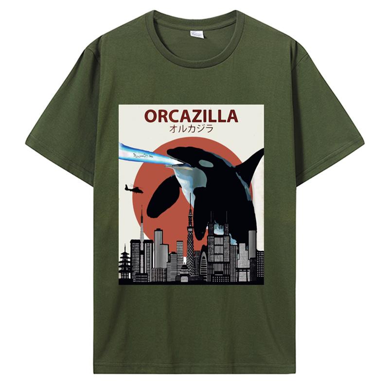 

Hot Sale Fashion Cotton Tshirt Orcazilla Funny Killer Whale Tshirt Orca Lovers Gift Men Oneck Funny Tee Shirt 4XL