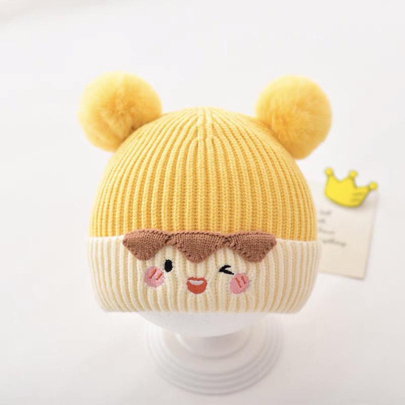 Cute Double Pompom Baby Hat Cartoon Winter Thicken Warm Baby Boys Girls Cap Beanies Soft Ear Protection Kids Hat Bonnet