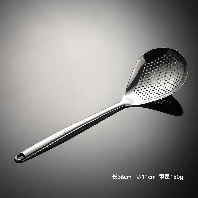 304 stainless steel flat handle pepper colander long handle large head drain cooking kitchen household kitchen utensils spatula