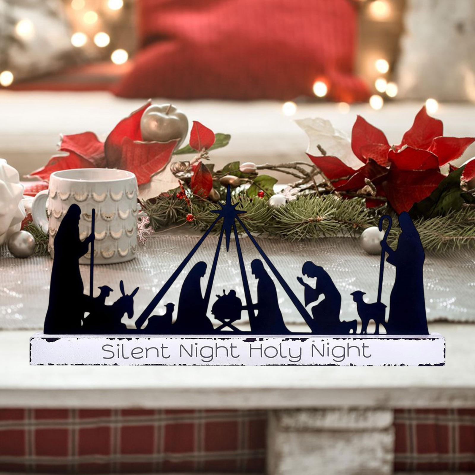 

Christmas Nativity Scene Decoration,Xmas Jesus Keepsakes Silhouette Christian Ornament,Tabletop Sign