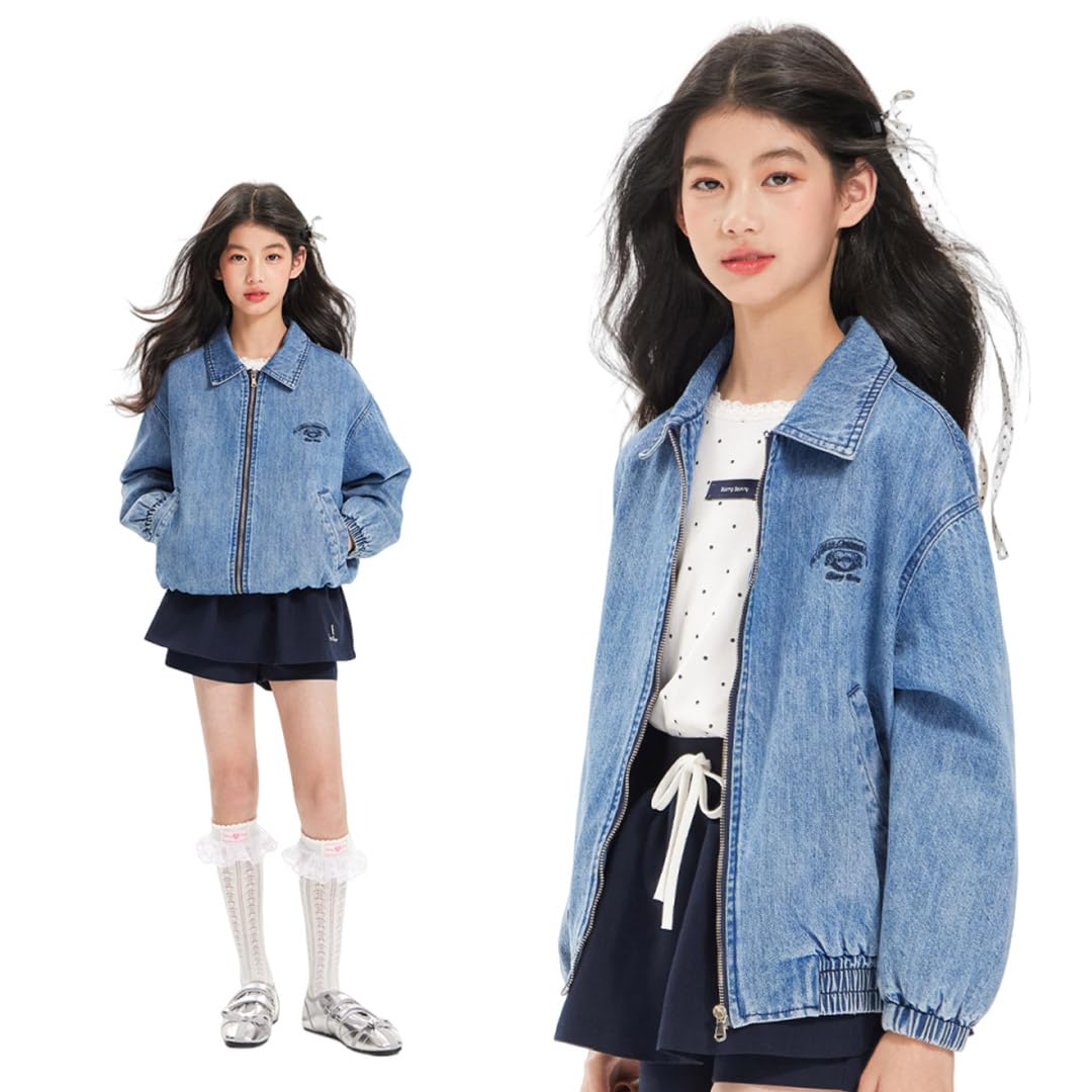 

Barry Banny Denim for Diagonal Loose Drop Shoulder Suitable for Elementary and Middle School and Size 130cm Kids Jacket/Coat Girls, 80.2% Cotton,