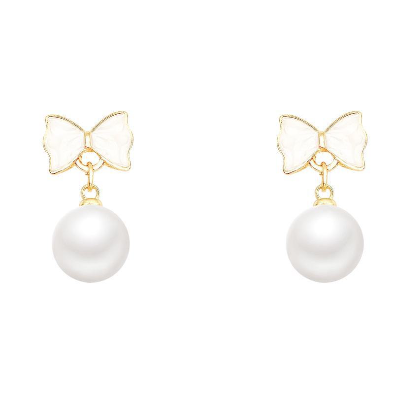 925 Silver Bow Earrings with Pearl - Trendy, Elegant, All-Match Design