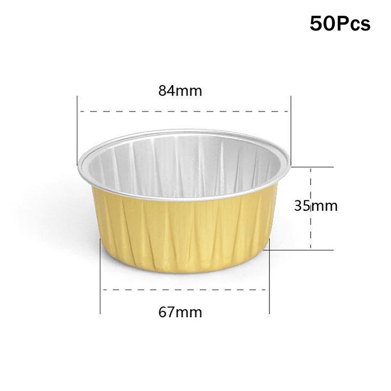 10/20/50 Pcs Round Baking Cups Tin Paper Foil Wih Lids Reusable Cupcake Cups Desserts Flans Mini Cake Pans Bread Mould Custard
