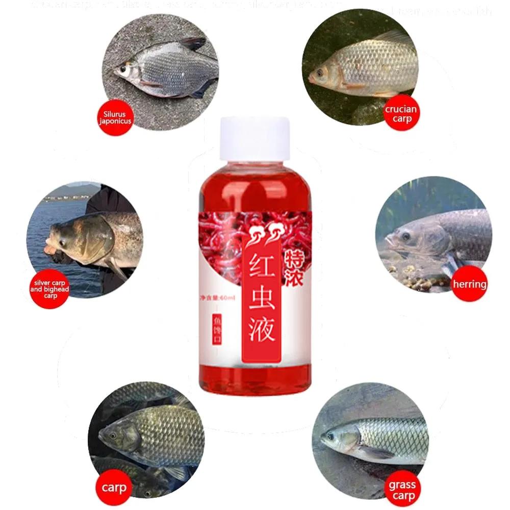 60ML Liquid Blood Worm Flavor Bait Additive Concentrated Red Worm Liquid Attractor Bass Cod Carp Catfish Fishing Accessories