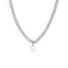 Men's Stainless Steel Hexagonal Letter Necklace - 26 English Alphabet Pendants with Chain