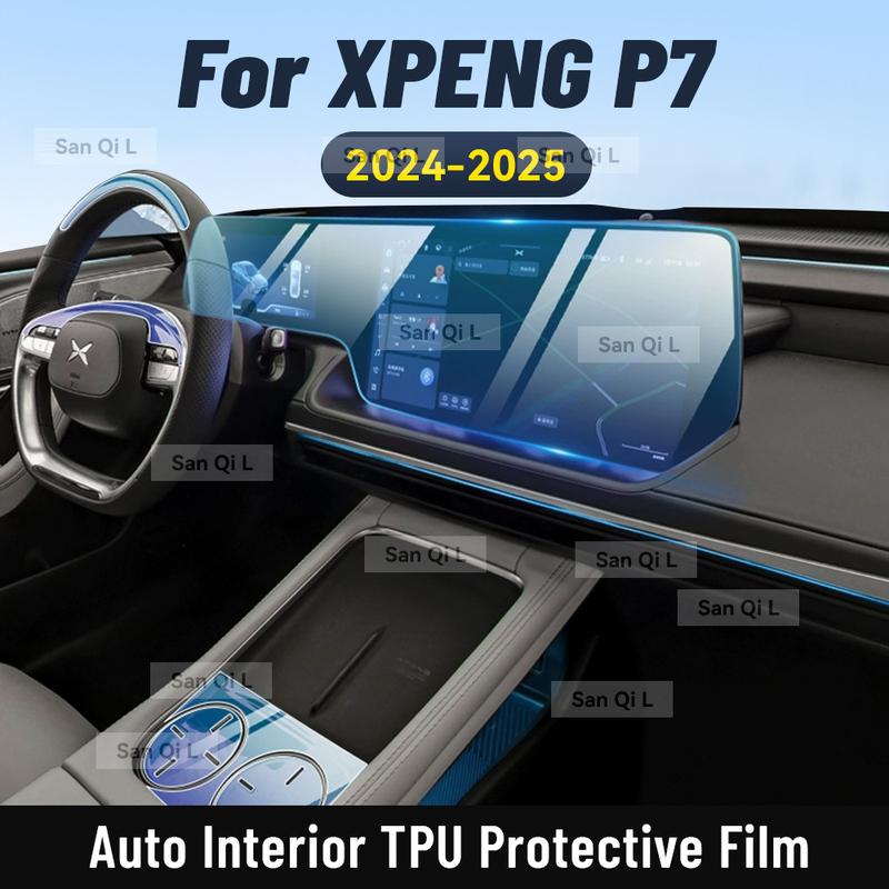 Innen TPU für XPENG P7 2024 2025 Schutzfolie Abdeckung Kratzfest Getriebepanel Navigationsbildschirm Automobil