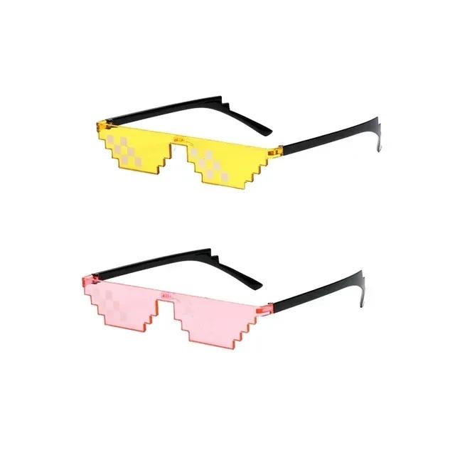 Vintage Halloween Pixelated Mosaic Glasses Novel Funny Party Glasses Cosplay Gamer Robot Sunglasses for Men & Women