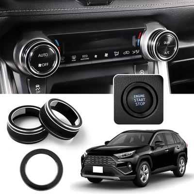 Temiry RAV4 50 Series Air Conditioner Dial Cover RAV4 Interior Parts Aluminum Alloy Engine Start Ring RAV4 Custom Parts Dial Cover RAV4 Car
