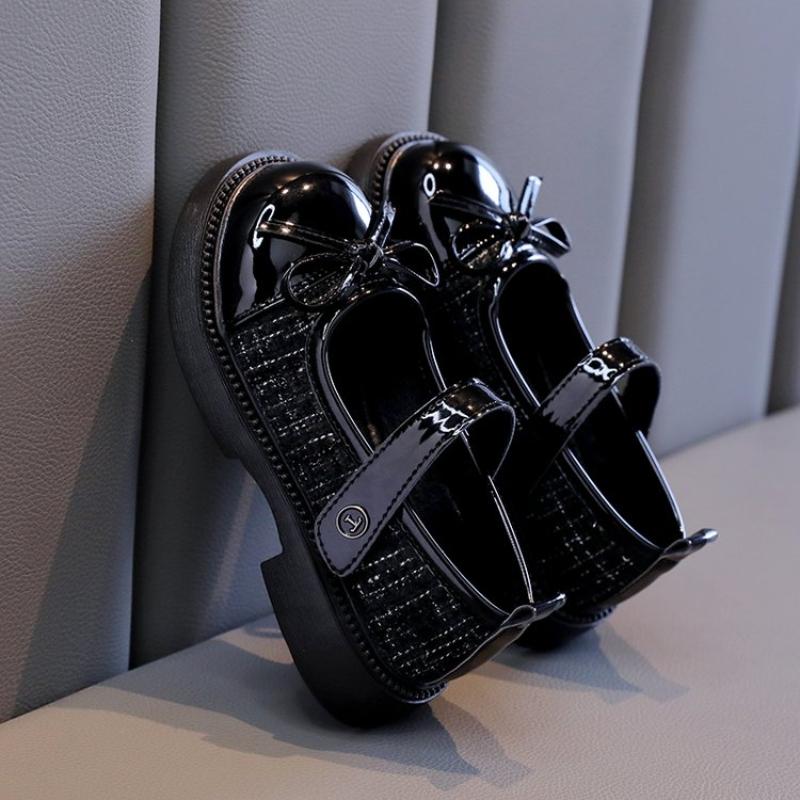 Spring Autumn Children's Leather Shoes with Bowknot Versatile Girls Fashion Mary Jane Shoes Causal Patchwork Kids Princess Shoes
