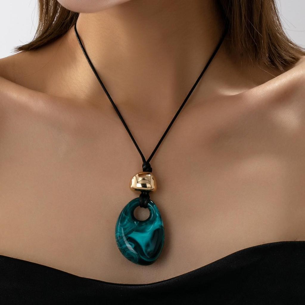 High-End Enamel Bean Pendant Long Necklace for Women – Stylish Cross-Border Design