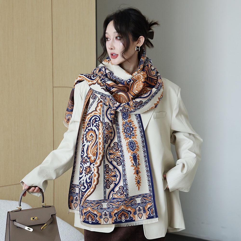 Double Sided Scarf For Women, Autumn And Winter Long Style, Suitable For Both Wearing And Wearing Cloaks, With A Thick Imitation Cashmere Shawl