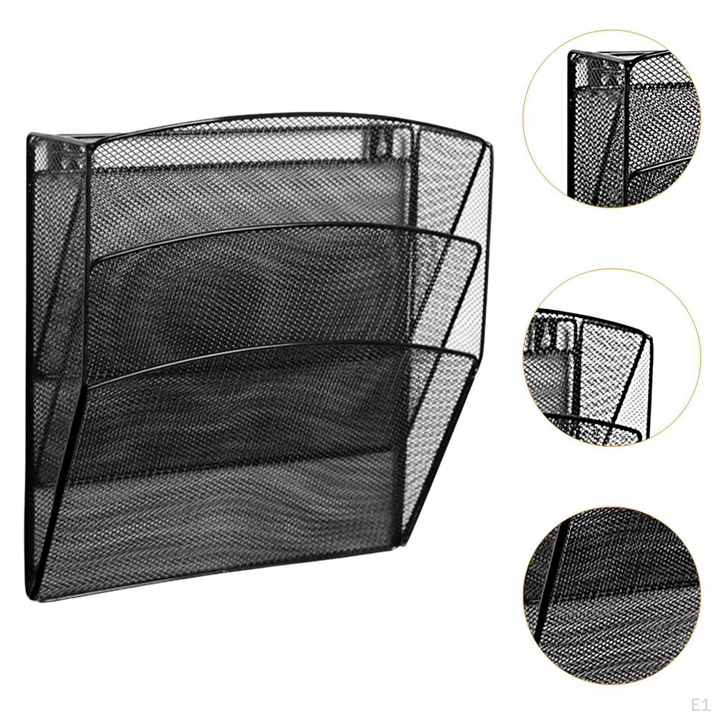 Wall Mounted Mesh File Holder 3 Layer Metal Pocket for Office Home