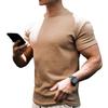 Manatsulife Short Sleeve Knit Crew Slim Solid Summer Size D113 Men's T-Shirt, Neck, Fit, Color, Casual, Sweatshirt, (L, Khaki)