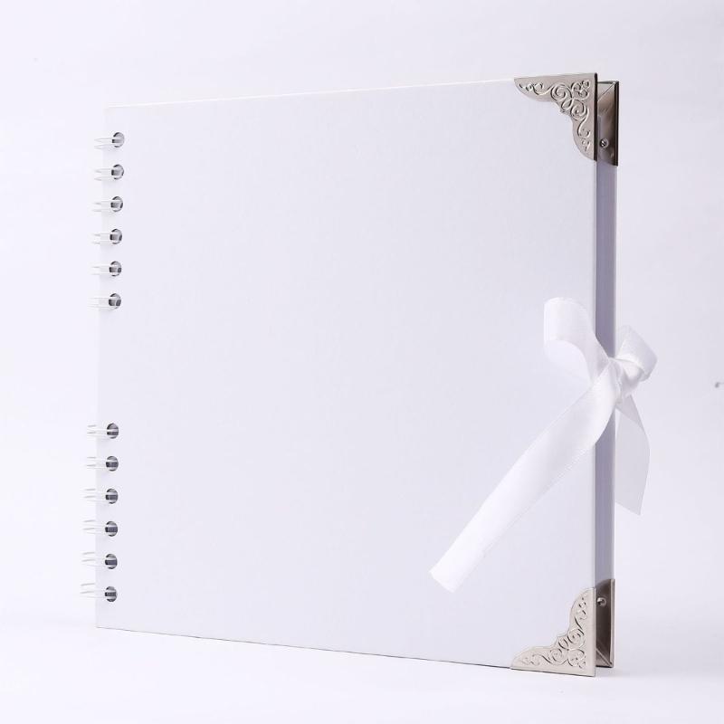 DIY Scrapbook Album 8palcová čtvercová prázdná stránka pro uchování vzpomínek Papír 30 listů Držák na fotografie Kniha vzpomínek s mašlí