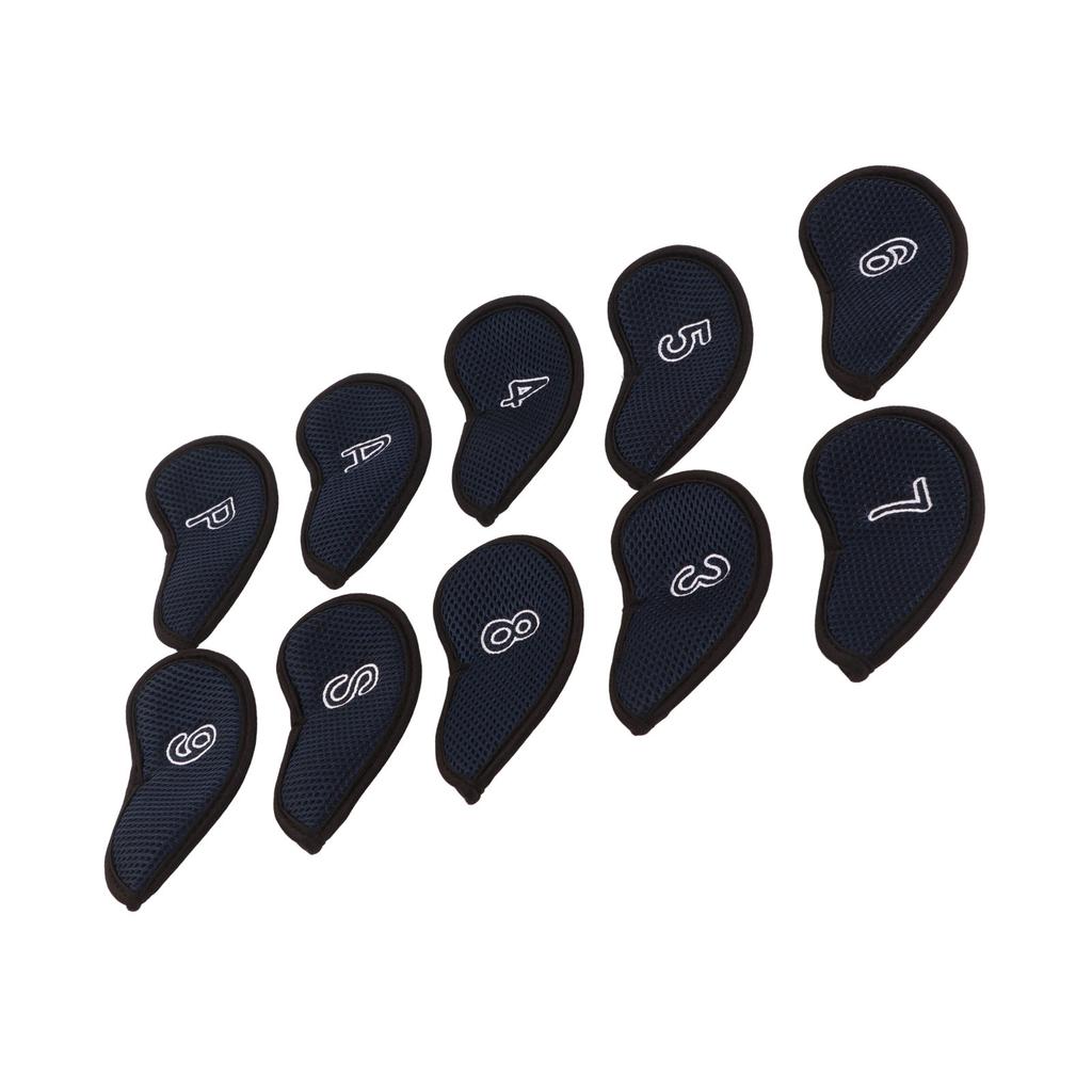 10pcs Golf Iron Covers Set with Numbers Waterproof Golf Head Cover Protective Headcover for Court Exercise Dark Blue