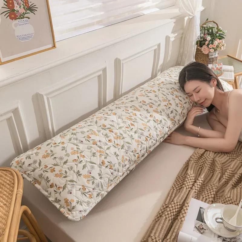 120/150/180cm Long Pillowcase Soft Polyester One-sided Quilted Hugging Pillow Cover Couple Lover Pillow Case