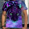 Letnia Moda Męska Osobowość T-shirt z Krótkim Rękawem z Nadrukiem Tygrysa 3D
