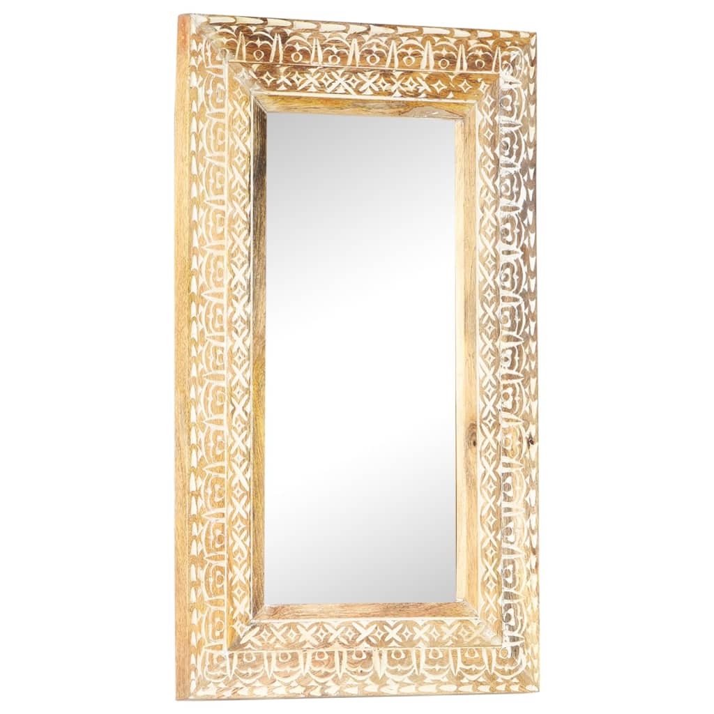 Handgeschnitzter Spiegel 80 x 50 x 2,6 cm Massives Mangoholz
