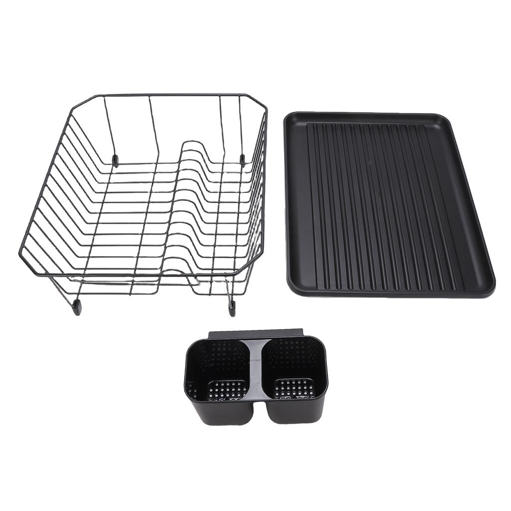 Countertop Dish Rack Dish Drying Rack Iron Dish Drainer Rack with Utensil Holder for Kitchen Counter Sink Spoons and Forks