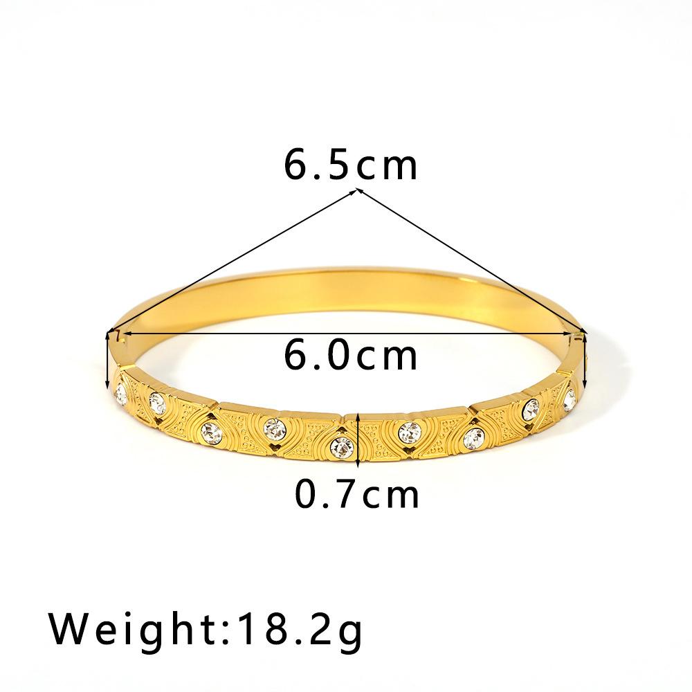 6mm Stainless Steel Zirconia Charm Bangle For Women Gold Color Rhinestone Bracelets