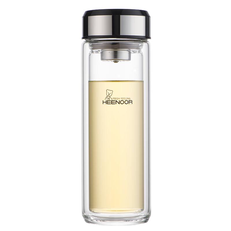 HEENOOR Portable Double-Layer Glass Tea Cup