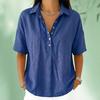 Women Shirt Lapel Buttons Half Placket Short Sleeve Shirt Tops Pure Color Loose Fit Casual Blouse Vacation Date Casual Wear