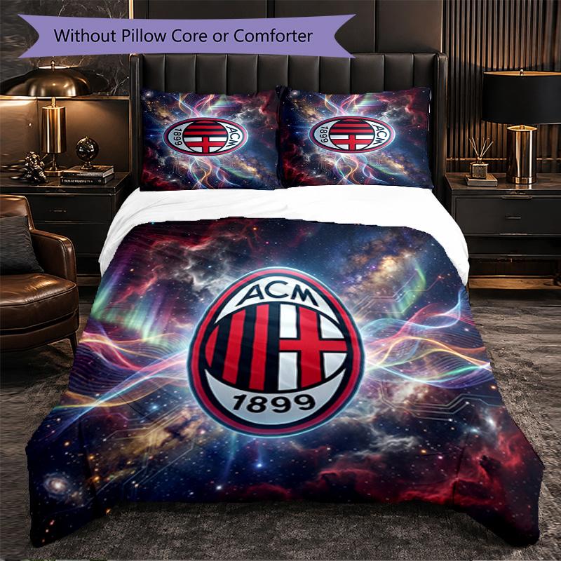 Set Lenzuola AC Milan Modello 3 Pezzi Morbida Copripiumino in Microfibra con Federe per Camera da Letto