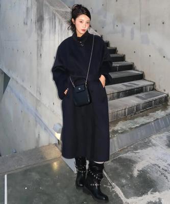 Generalidea Balmacaan Single Handmade Long Coat [Dark Navy] / Wbe3L10510