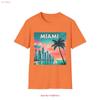 T-shirt Rétro Tropical Miami Softstyle Ambiance Été Vêtements Vintage Polyvalent Élégant Légèrement Confortable