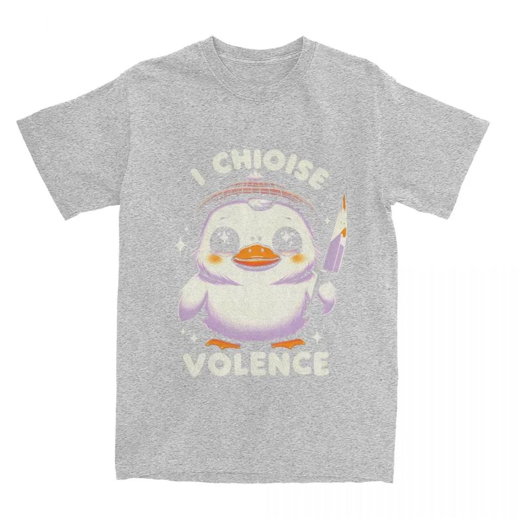 Ich wähle Gewalt Ente Humorvolles Meme Merch Shirt für Männer Frauen Lustig Messer Enten Liebhaber Geschenk Vintage Alle Jahreszeiten Stoff