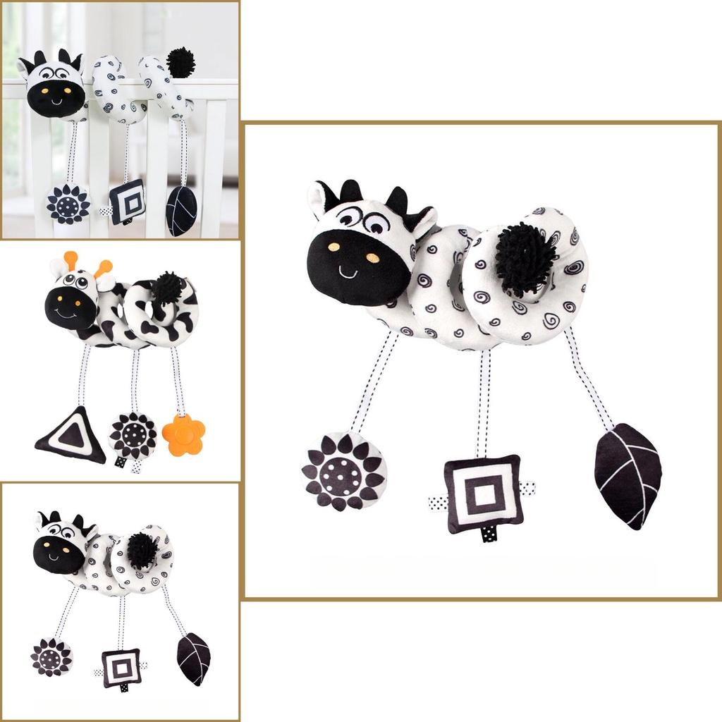 Interactive Black And White Animal Bedside Crib Toy For Babies