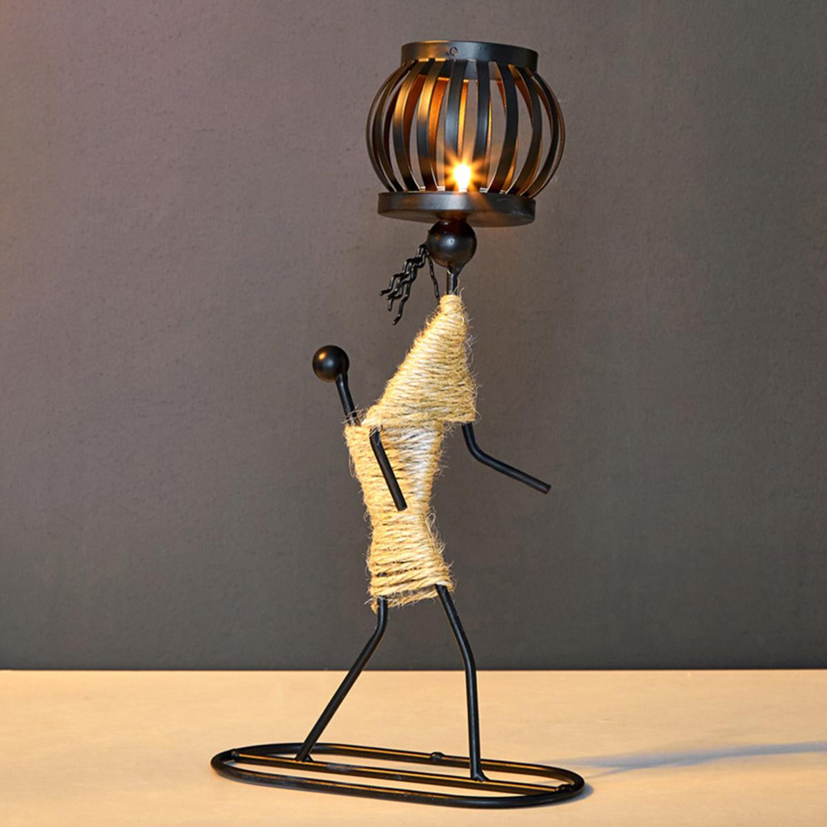 Nordic Metalen Kandelaar Abstract Karakter Sculptuur Kaarshouder Handgemaakte Beeldjes Kamer Huisdecoratie Moederdag Cadeau