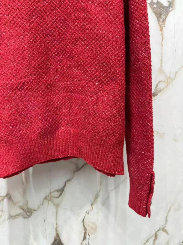 Miu Style 2025 Autumn/Winter New Arrival Letter Pocket Round Neck Single-Breasted Loose Cardigan Sweater