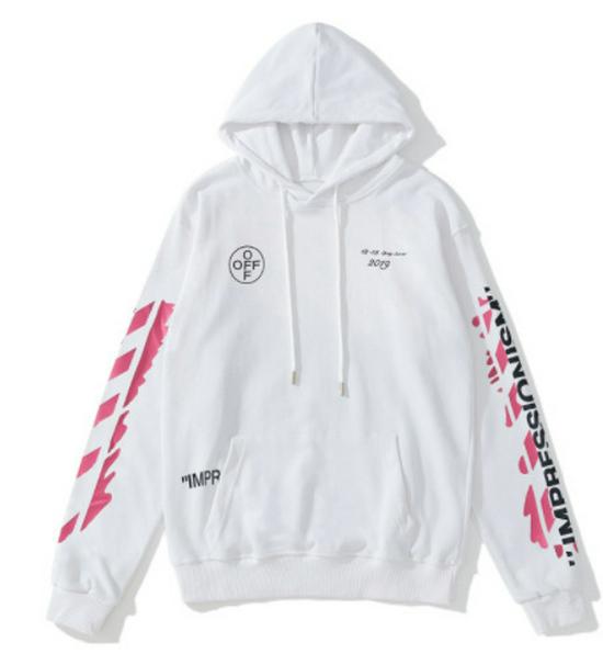 Yüksek Kaliteli Trend OFF WHITE Basic Ok 3D Baskılı Kapüşonlu Sweatshirt