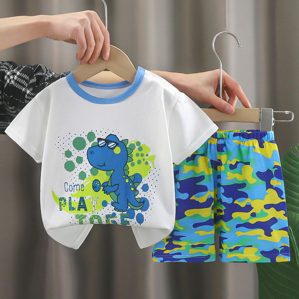 Children's Cotton Short-sleeved Set - Summer Girls' And Boys' Sports T-shirts And Shorts Set